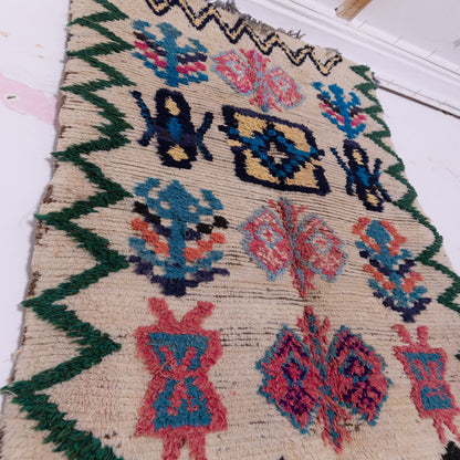 Symbolic Village Rug - Handwoven Moroccan Wool with Nature Motifs