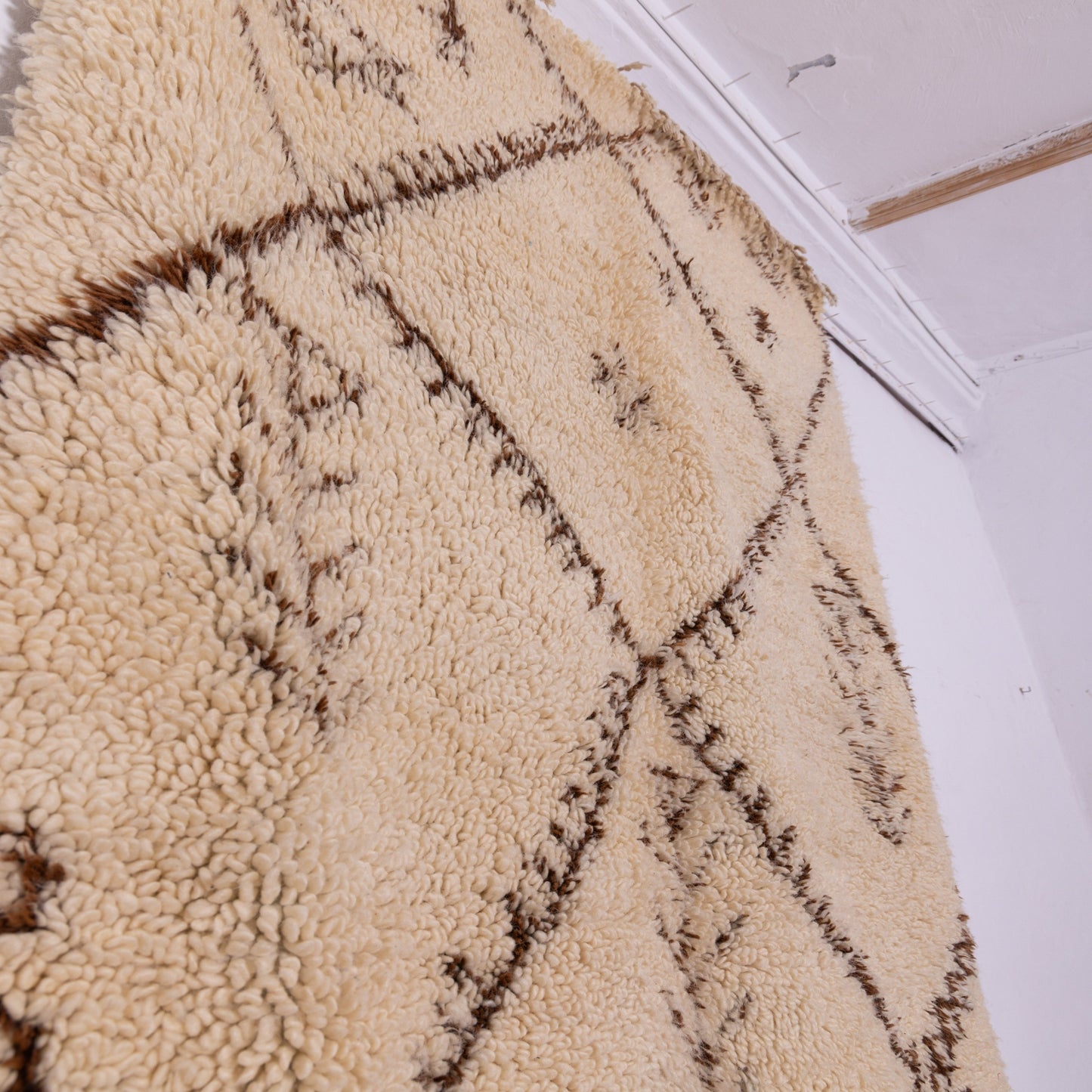 Handmade Beni Ourain Rug – Authentic Moroccan Wool Carpet – Geometric Berber Rug – Boho Minimalist Home Decor – Soft & Plush Wool Rug ; 5,25 ft / 4,92 ft