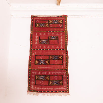 Moroccan Corridor Rug - Traditional Red Runner - Handwoven Berber Style