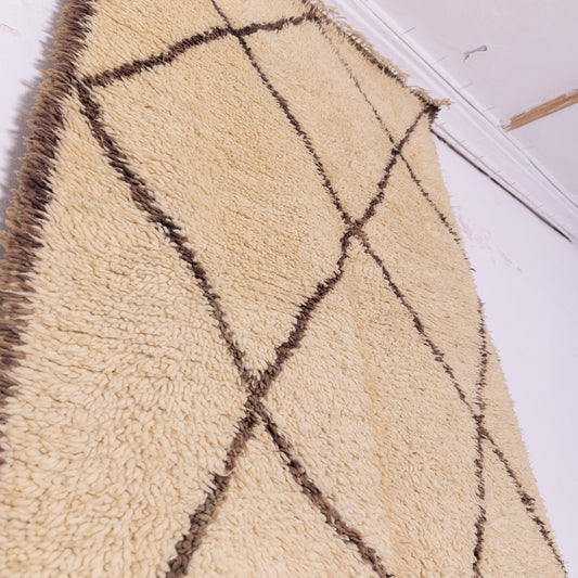 Vintage Moroccan Beni Ourain Runner Rug - Handmade Wool Hallway Carpet