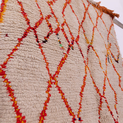 Ember Lines  – Vintage Azilale Rug with Fiery Red Lattice Motif