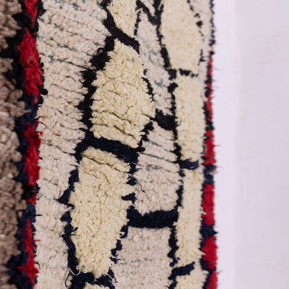 Vintage Azilal Moroccan Rug - Handwoven Wool Runner with Geometric Honeycomb Motif