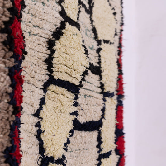 Vintage Azilal Moroccan Rug - Handwoven Wool Runner with Geometric Honeycomb Motif