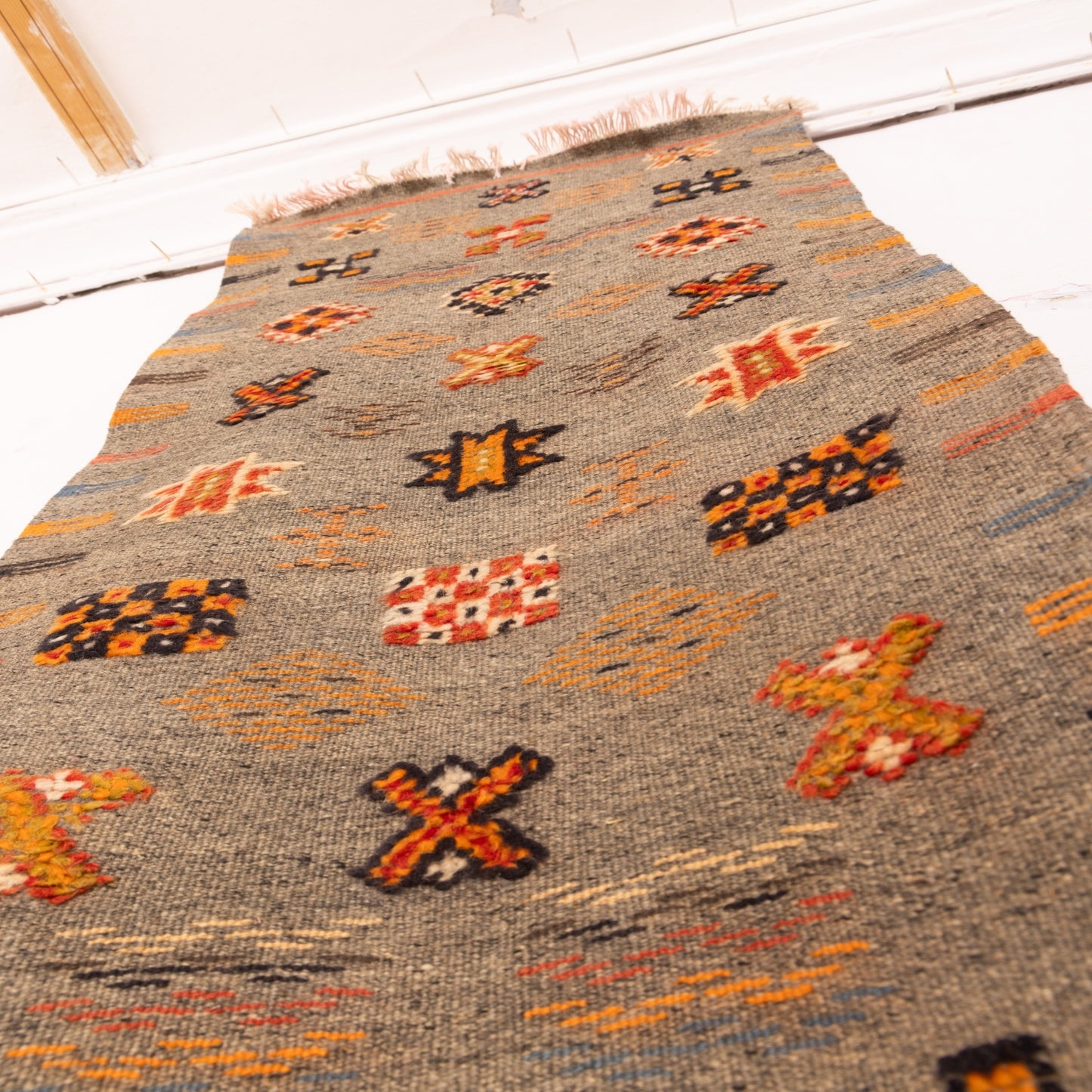 Moroccan Corridor Rug - Handwoven Berber Runner - Earthy Geometric Charm