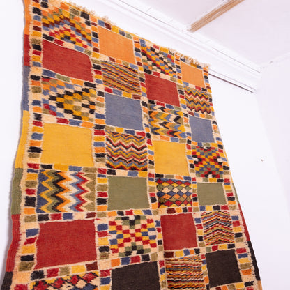 Handwoven Moroccan Akhnif Rug – Colorful Patchwork Design ; 7,55 ft / 4,59 ft