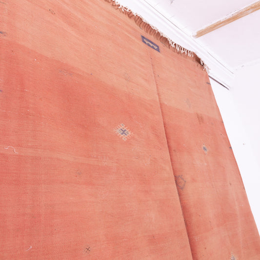 Handwoven Moroccan Akhnif Rug – Burnt Orange Wool & Cotton Berber Carpet