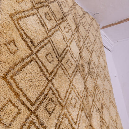Handmade Moroccan Beni Ourain Rug – Authentic Berber Wool Carpet – Geometric Diamond Pattern – Cozy & Timeless Home Decor ; 9,02 ft / 6,23 ft