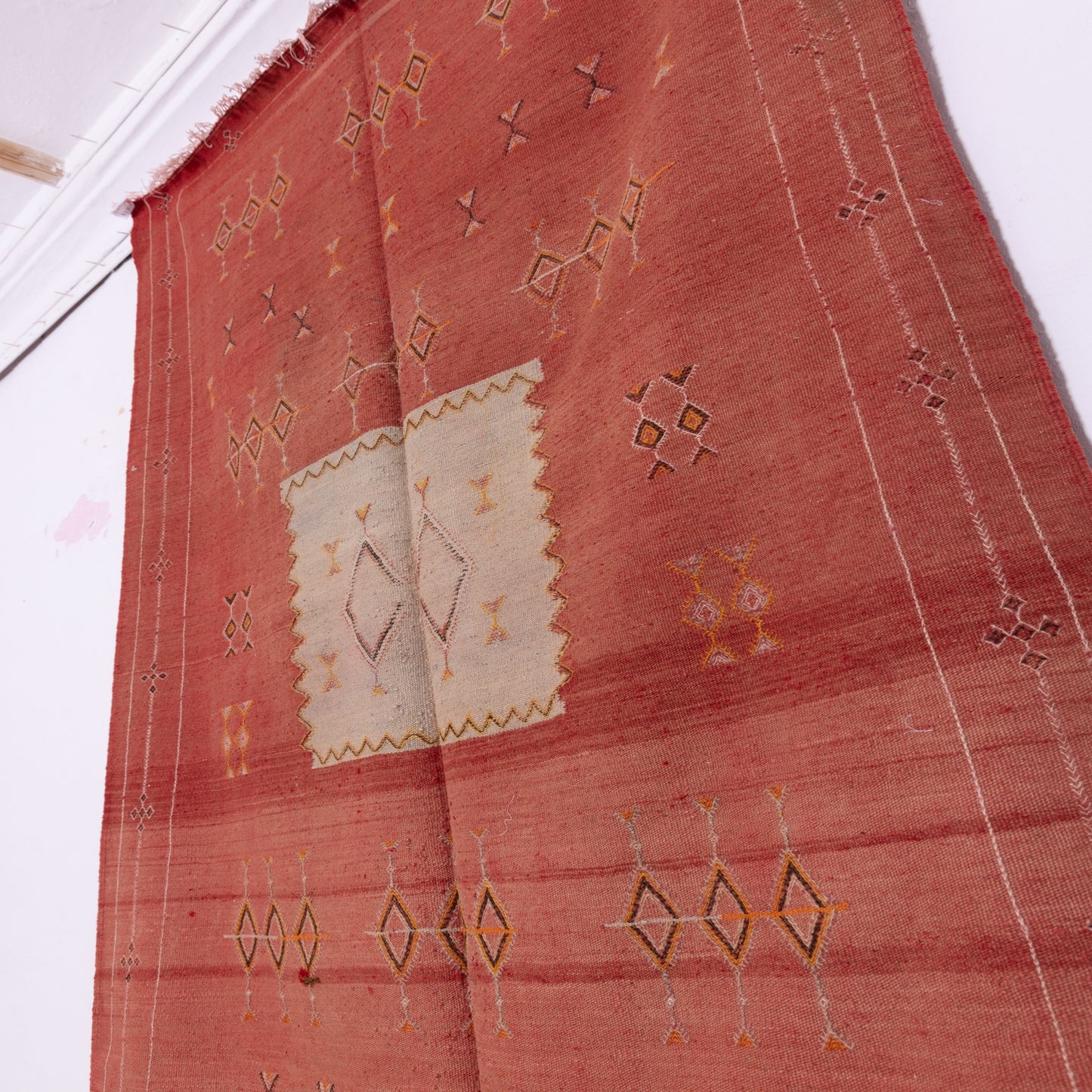 Handwoven Moroccan Akhnif Rug – Warm Terracotta Berber Wool & Cotton Carpet