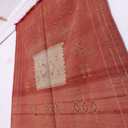 Handwoven Moroccan Akhnif Rug – Warm Terracotta Berber Wool & Cotton Carpet