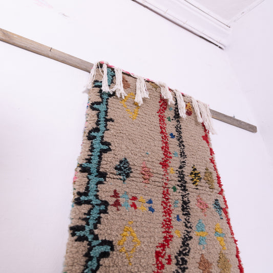 Handmade Boujad Moroccan Rug – Small Wool Berber Carpet – Vintage-Inspired Boho Decor – Unique Tribal Design – Moroccan Wall Hanging or Accent Rug