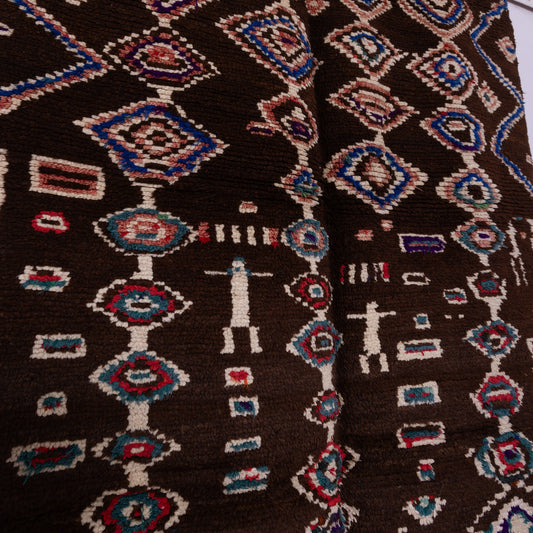 Vintage Moroccan Rehamna Rug – Handwoven Tribal Wool Carpet with Bold Geometric Motifs