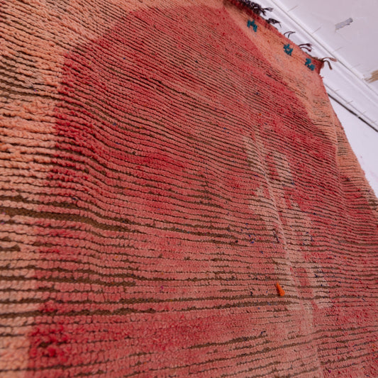 Vintage Boujad Rug – Handwoven Moroccan Wool Carpet, Rustic Red & Earthy Tones, Bohemian Berber Rug, Tribal Nomadic Decor, One-of-a-Kind