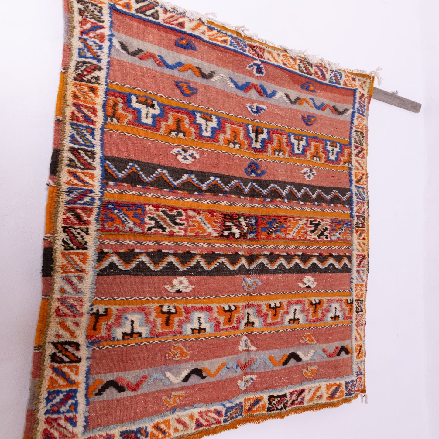 Handwoven Moroccan Akhnif Rug – Vintage-Inspired Berber Flatweave ; 4,92 ft / 3,61 ft