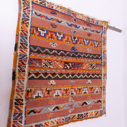 Handwoven Moroccan Akhnif Rug – Vintage-Inspired Berber Flatweave ; 4,92 ft / 3,61 ft