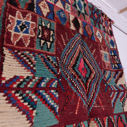 Desert Jewel” – Vintage Moroccan azilale Rug with Tribal Diamond Medallion