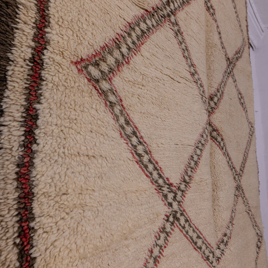 Vintage Moroccan Berber Rug – Handwoven Wool Carpet with Red & Black Tribal Diamonds