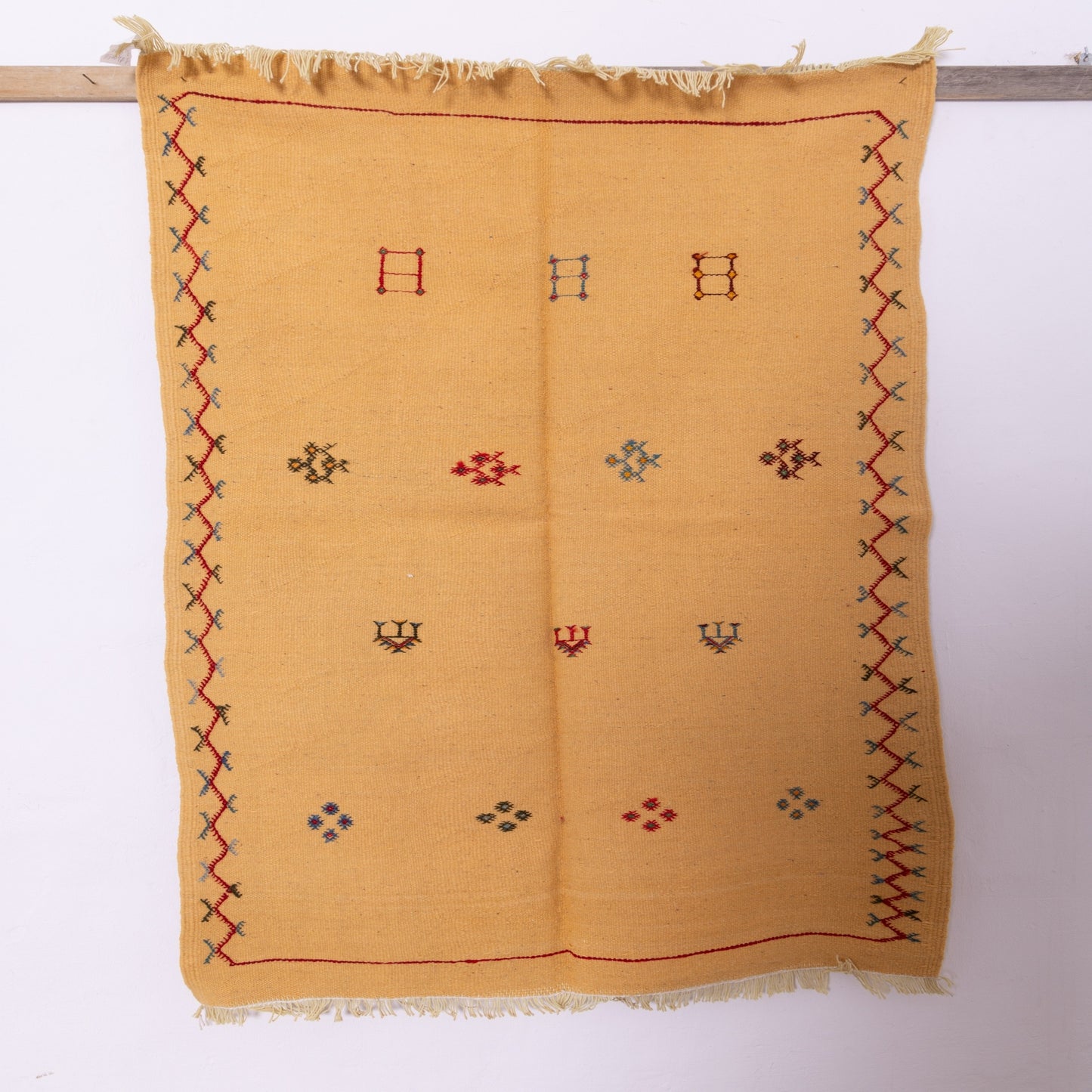 Handwoven Moroccan Akhnif Rug – Golden Berber Wool & Cotton Carpet