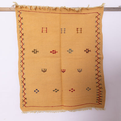 Handwoven Moroccan Akhnif Rug – Golden Berber Wool & Cotton Carpet