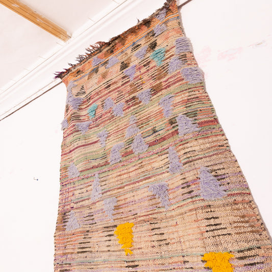 Vintage Moroccan Corridor Runner Rug - Colorful Geometric Wool Carpet - Handwoven Berber Tribal Design