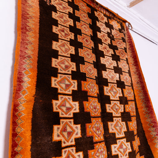 Vintage Taznakht Moroccan Rug - 100% Wool Handmade Berber Carpet - Authentic Tribal Geometric Design - Boho & Ethnic Home Décor