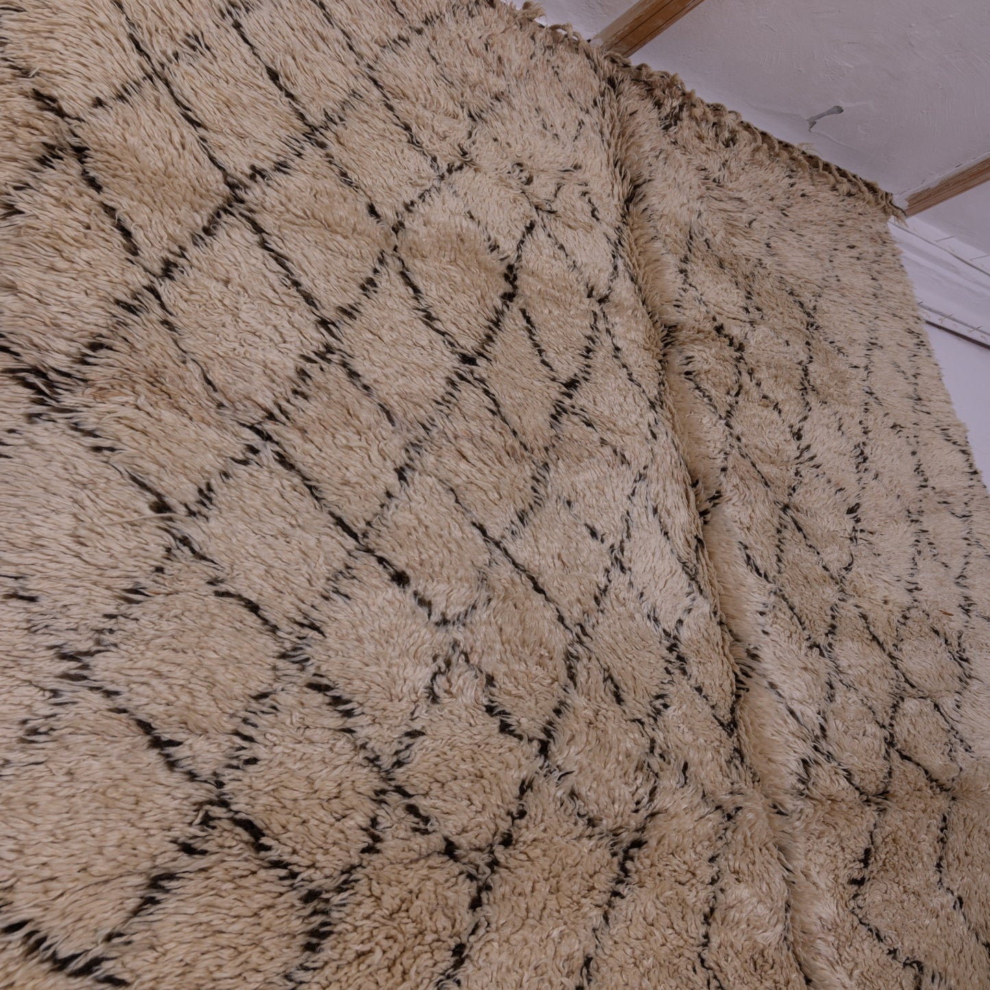 Authentic Vintage Beni Ourain Moroccan Rug | Handwoven Wool Berber Carpet ; 11,48 ft / 6,73 ft