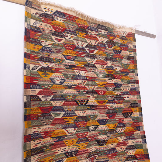 Handwoven Moroccan Akhnif Rug – Authentic Wool & Cotton Kilim with Geometric Patterns
