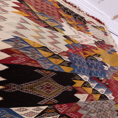 Handwoven Moroccan Akhnif Rug – Intricate Berber Wool & Cotton Carpet