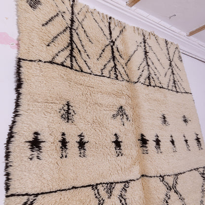 Handwoven Moroccan Beni Ourain Rug – Unique Tribal & Diamond Design – Authentic Wool Berber Carpet – Bohemian & Ethnic Home Decor ;  9,35 ft / 6,23 ft