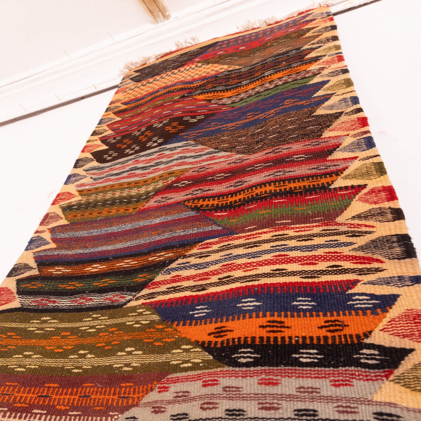 Moroccan Corridor Rug - Handwoven Runner - Chevron Patchwork Style