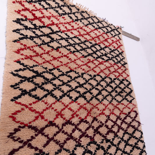 Vintage Azilal Rug – Handwoven Moroccan Wool Runner with Diamond Gradient Pattern  – Boho Tribal Decor