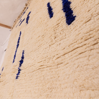 Minimalist Azilal Rug - Blue Geometric Moroccan Wool Rug - 80% Wool 20% Cotton - Modern Berber Handwoven Art