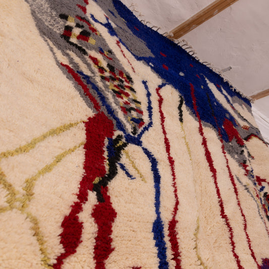 Modern Azilal Rug - Bold Abstract Moroccan Wool Rug - 80% Wool 20% Cotton - Handmade Berber Floor or Wall Art