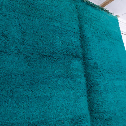 Handwoven Moroccan Berber Rug - Vintage Emerald Green Wool Carpet - Authentic Atlas Mountain Beni Mguild Rug - Plush & Cozy Minimalist Decor