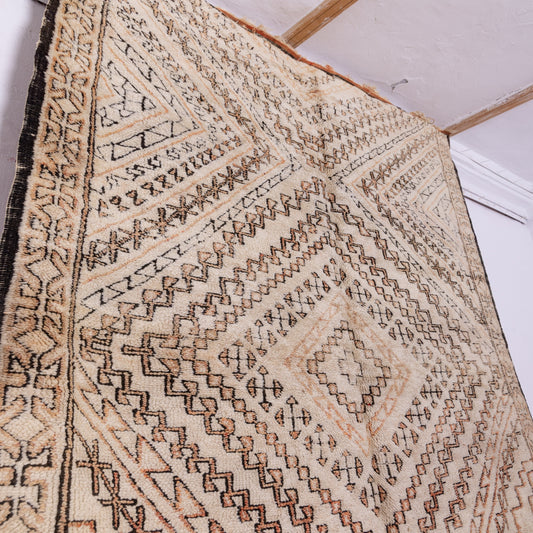 Large Vintage Moroccan Berber Rug - Handwoven Wool Beni Ourain  Carpet
