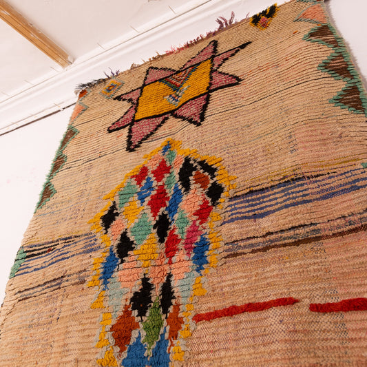 Vintage Moroccan Geometric Star Rug - Colorful Diamond & Star Pattern - Handwoven Wool - 80% Wool 20% Cotton