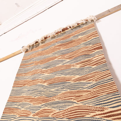 Moroccan Corridor Rug - Handwoven Wave Pattern Runner - Earth & Ocean Tones