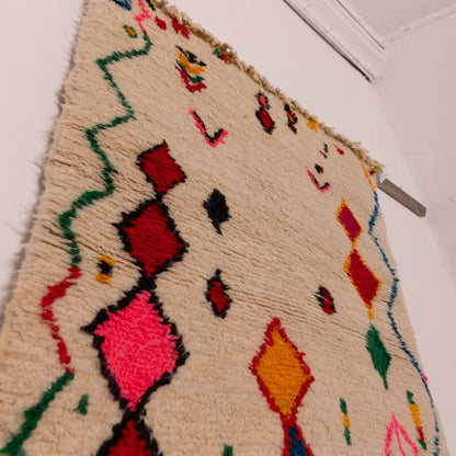 Colorful Azilal Rug - Small Berber Wall Hanging - 80% Wool 20% Cotton - Handmade Moroccan Art Rug