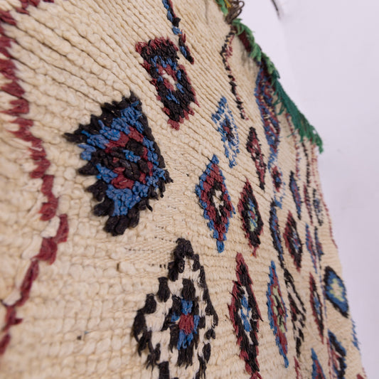 Colorful Vintage Azilal Rug - Handwoven Moroccan Wool Berber Carpet - Diamond Tribal Pattern -  Boho Home Decor