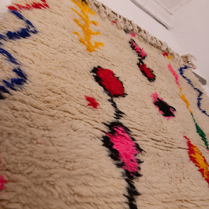 Mini Azilal Moroccan Rug - Bohemian Wall Hanging or Floor Mat - 80% Wool 20% Cotton - Abstract Handwoven Berber Textile