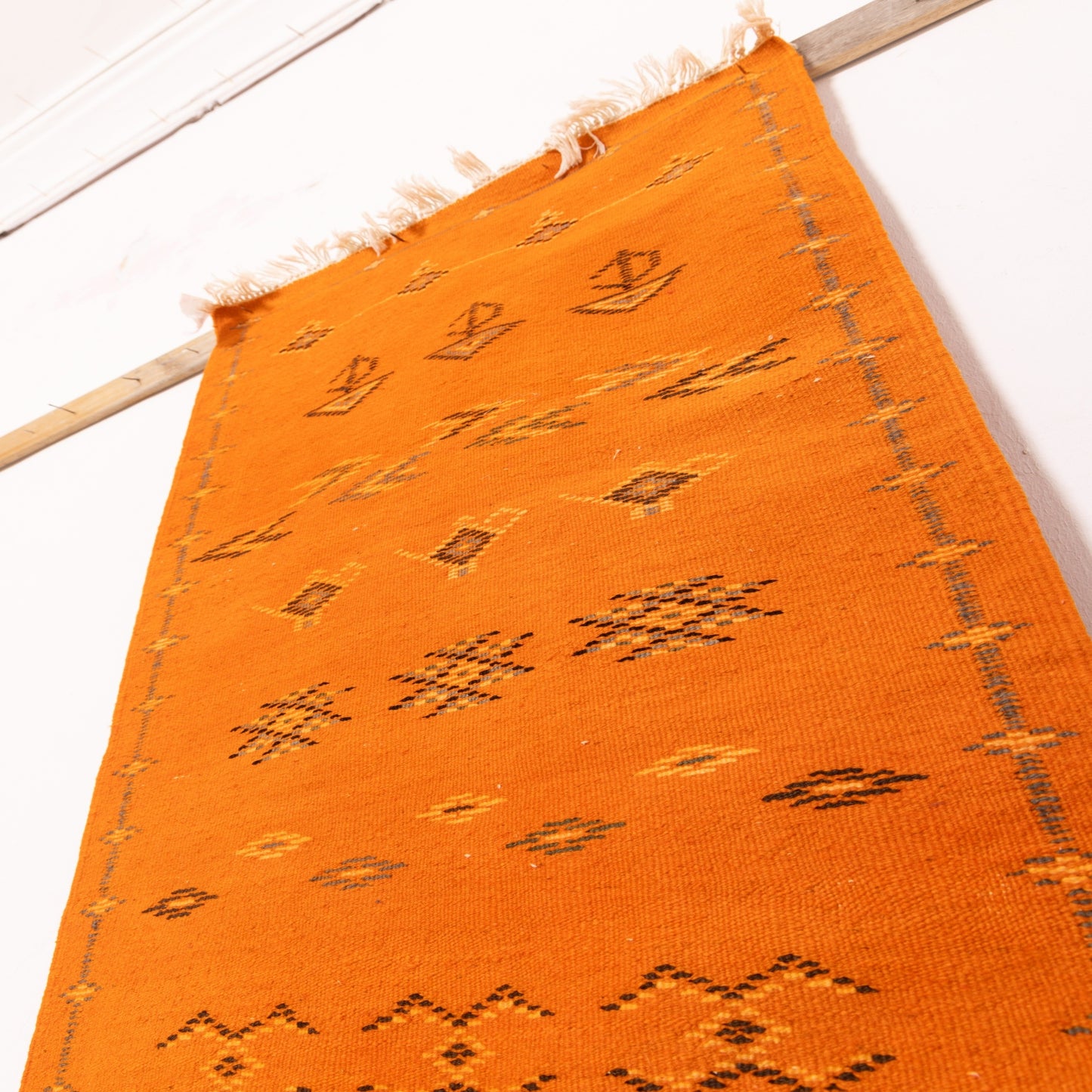 Moroccan Corridor Rug - Handwoven Orange Runner - Bold Berber Accent