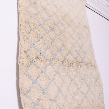 Handmade Moroccan Wool Rug – Blue Diamond Berber Carpet – Plush Textured Beni Ourain Rug