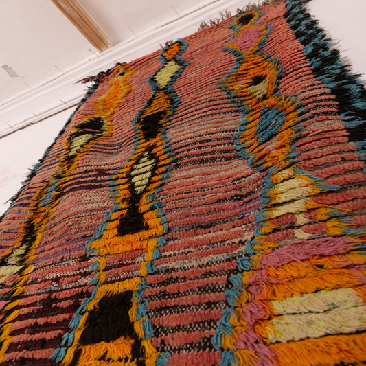 Vintage Moroccan Corridor Rug - Tribal Runner with Geometric Medallions