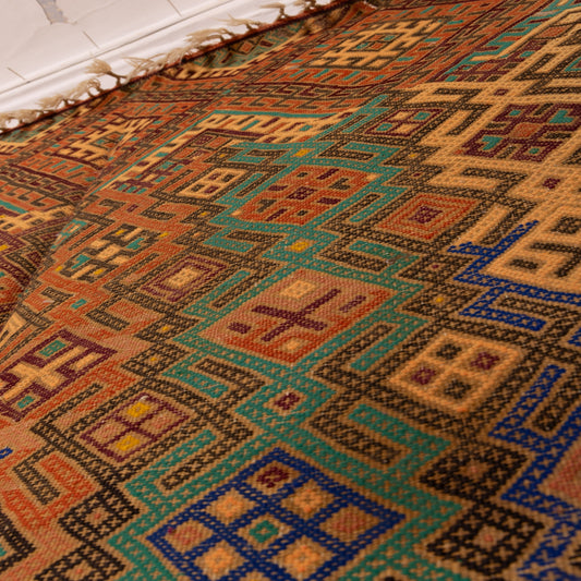Handwoven Moroccan Berber Rug - Vintage Geometric Wool Carpet with Tribal Patterns