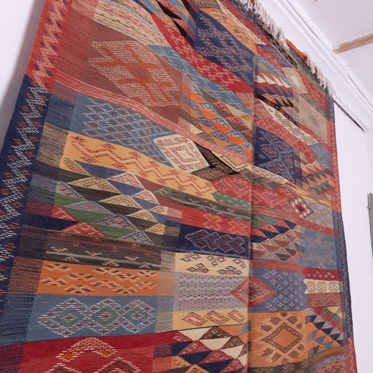 Handwoven Moroccan Akhnif Rug – Bold Berber Geometric Wool & Cotton Carpet
