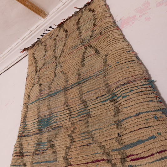 Vintage Moroccan Corridor Runner Rug - Handwoven Wool Carpet - Subtle Geometric Design