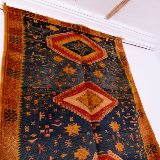 Vintage Taznakht Moroccan Rug - 100% Wool - Handmade Berber Carpet - Unique Tribal Geometric Design - Bohemian Home Décor