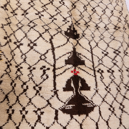 Vintage Moroccan Azilal Rug - Handwoven 100% Wool - Tribal Berber Art - Geometric & Symbolic Design