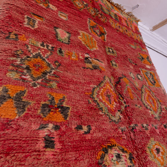 Vintage Moroccan Berber Rug – Handmade Boucherouite Tribal Carpet – Authentic Boho Chic Wool Rug