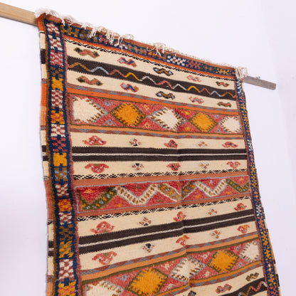 Handwoven Moroccan Akhnif Rug – Tribal Berber Flatweave ; 5,09 ft / 3,44 ft