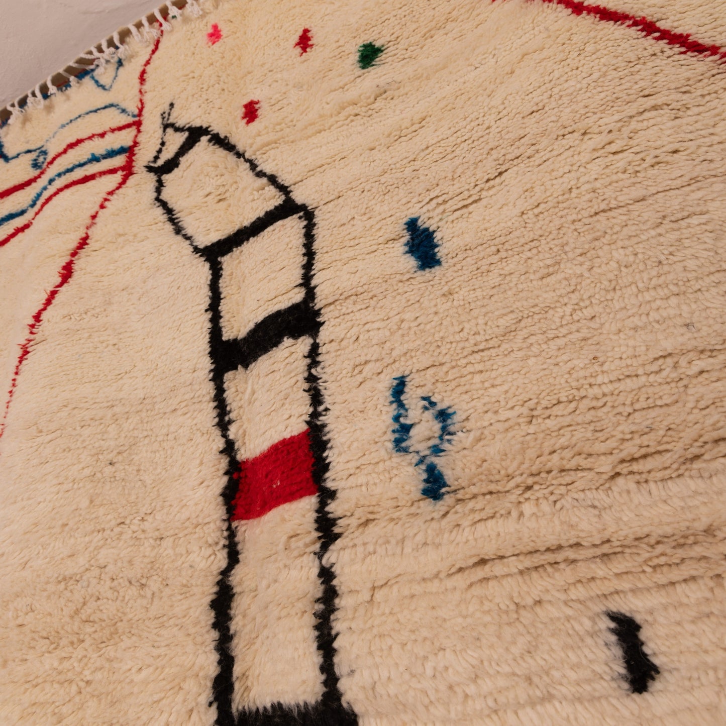 Azilal Rug - Moroccan Handmade Wool & Cotton Carpet - Modern Berber Abstract Design - Tribal Wall Hanging or Floor Mat